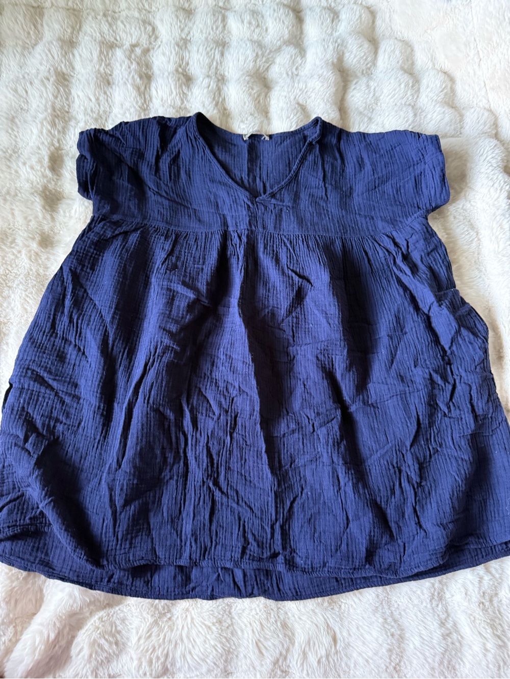 Navy Cotton Gauze women's coverup dress